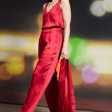 WINTER SATIN ELASTIC TROUSERS