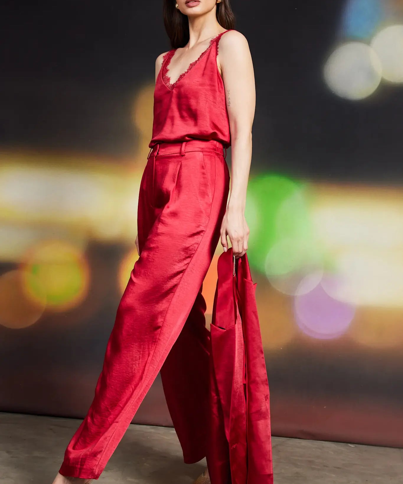 WINTER SATIN ELASTIC TROUSERS