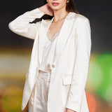 SINGLE BUTTON WINTER SATIN BLAZER