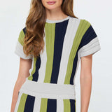 COLOR BLOCK SWEATER SET