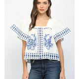 TEDDY RUFFLED SSLV FLORAL TOP