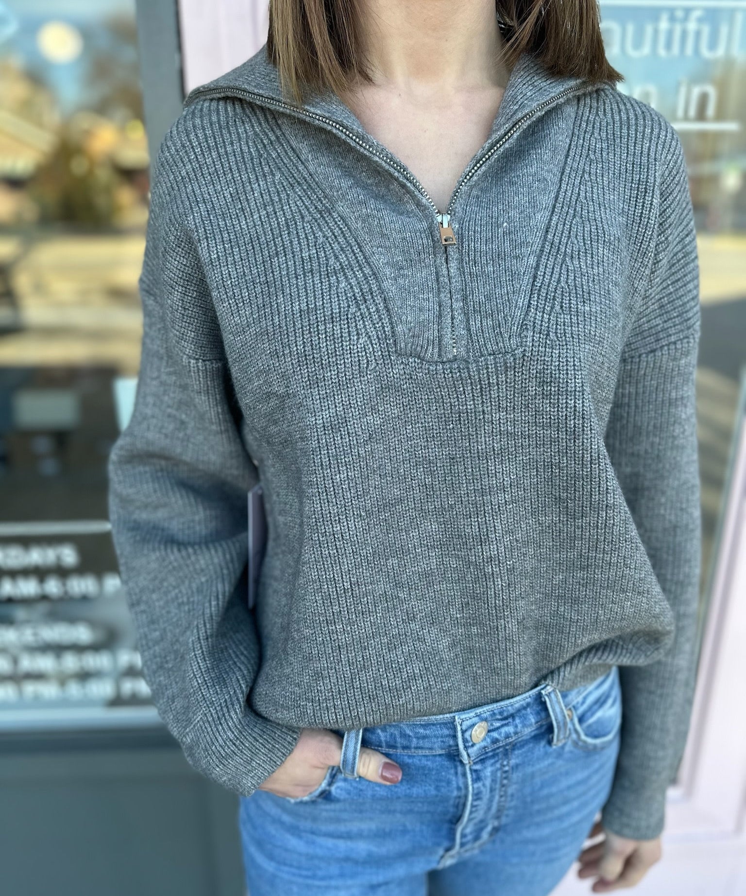 HALF ZIP SWEATER