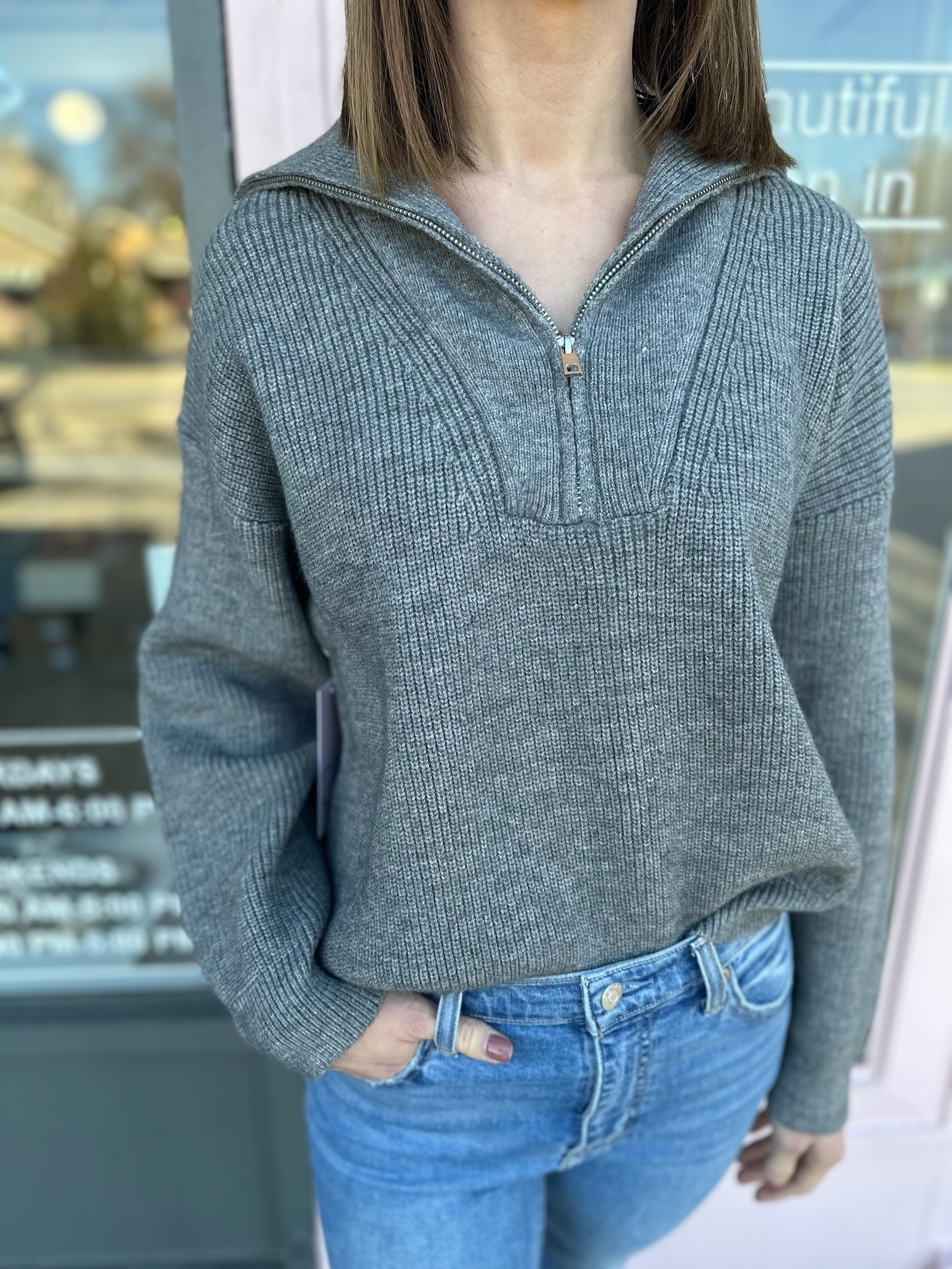 HALF ZIP SWEATER
