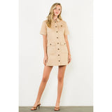 UTILITY POCKET BUTTON FRONT MINI DRESS