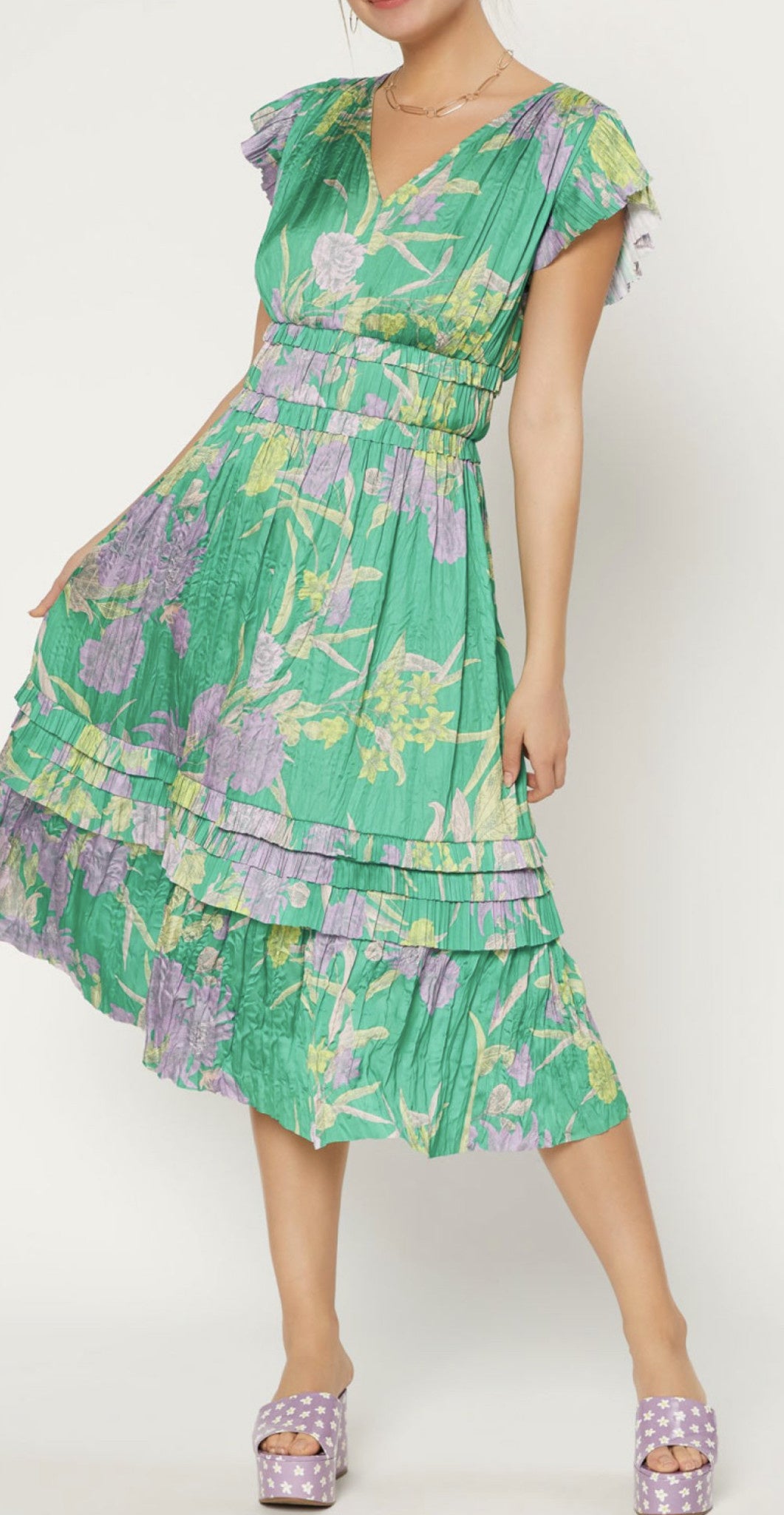 MULTI FLORAL MIDI DRESS