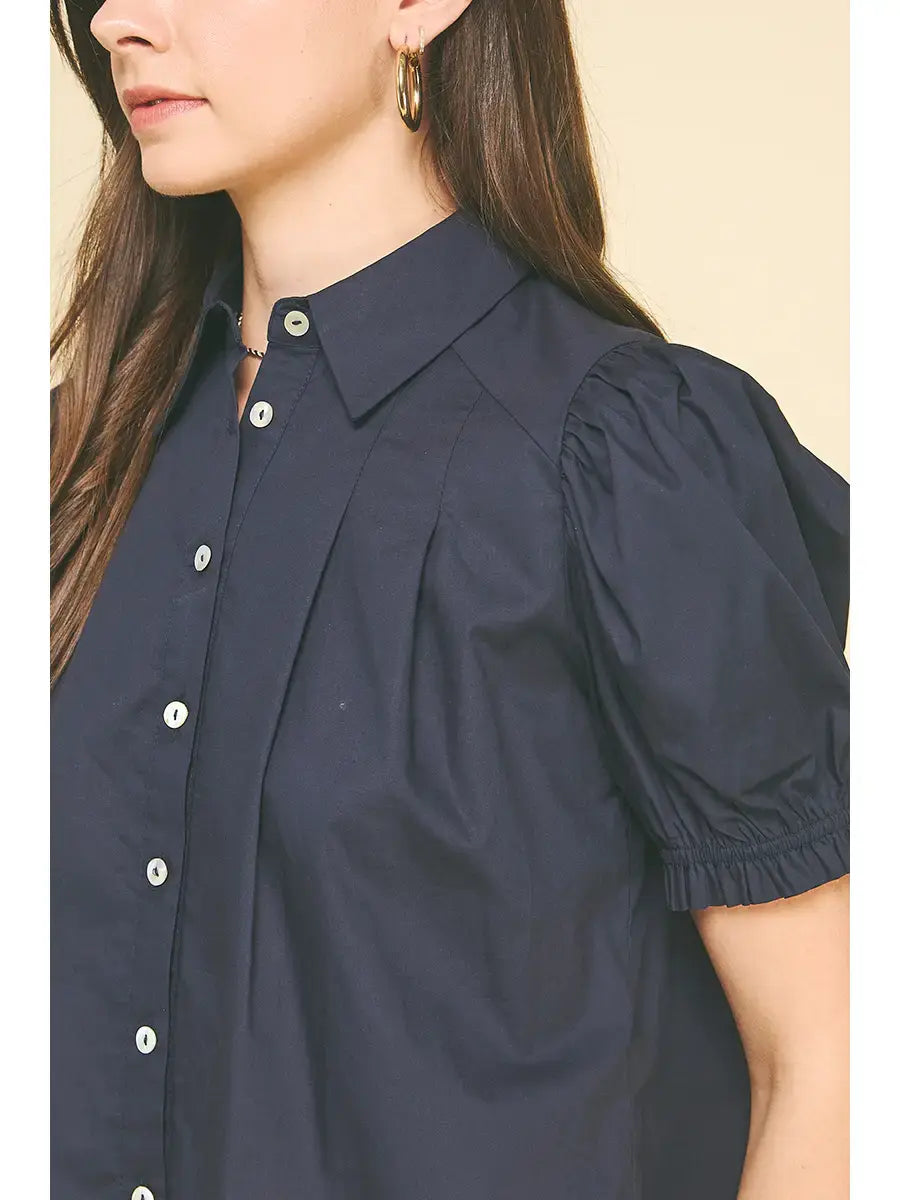TUCKED DETAIL BUTTON DOWN BLOUSE