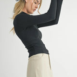 EVERYDAY MOCK NECK LSLV TOP (Additional Colors)