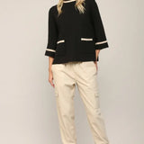 CONTRAST MOCK NECK SWEATER