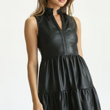 VEGAN LEATHER SLVLS MINI DRESS