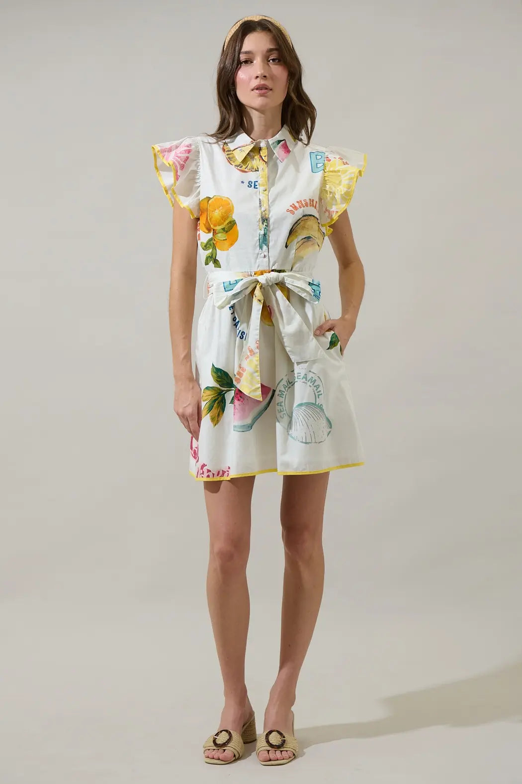 ZAHRA FRUIT MINI DRESS W/BELT
