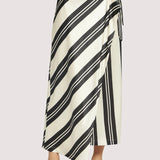 SUMMER STRIPED SATIN WRAP SKIRT