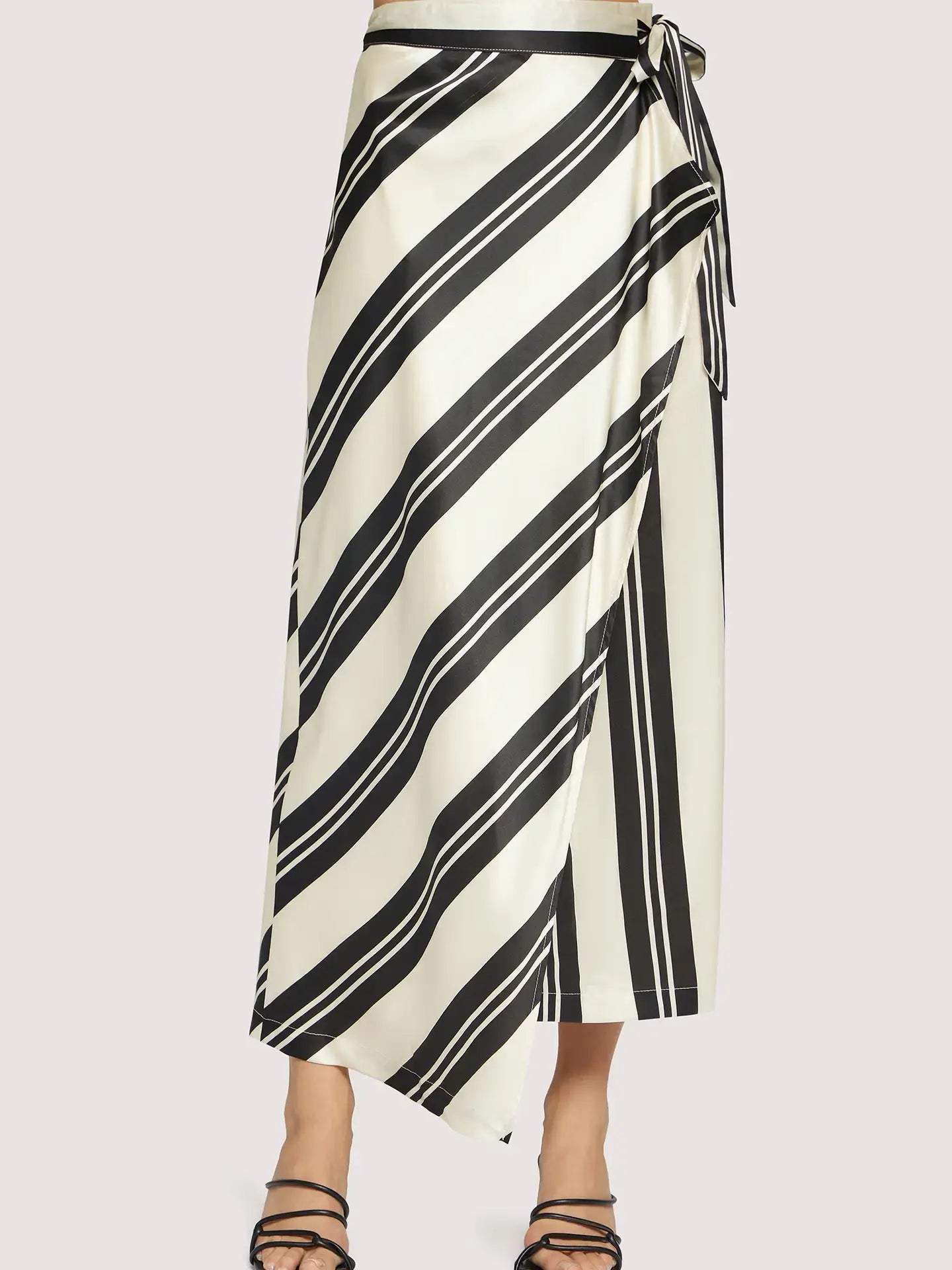 SUMMER STRIPED SATIN WRAP SKIRT