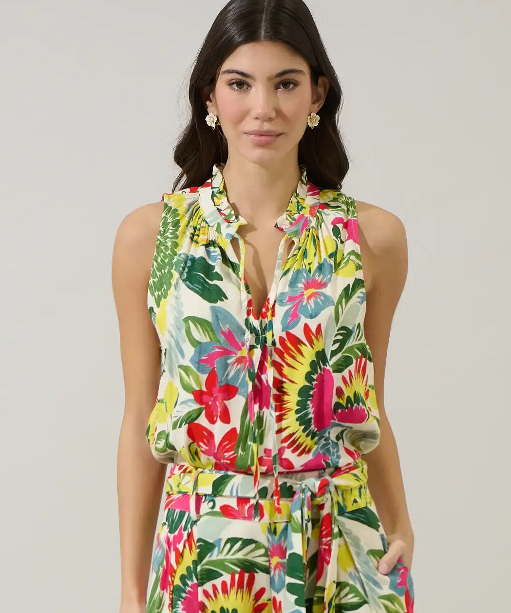 LISSA TROPICAL SLEEVELESS BLOUSE