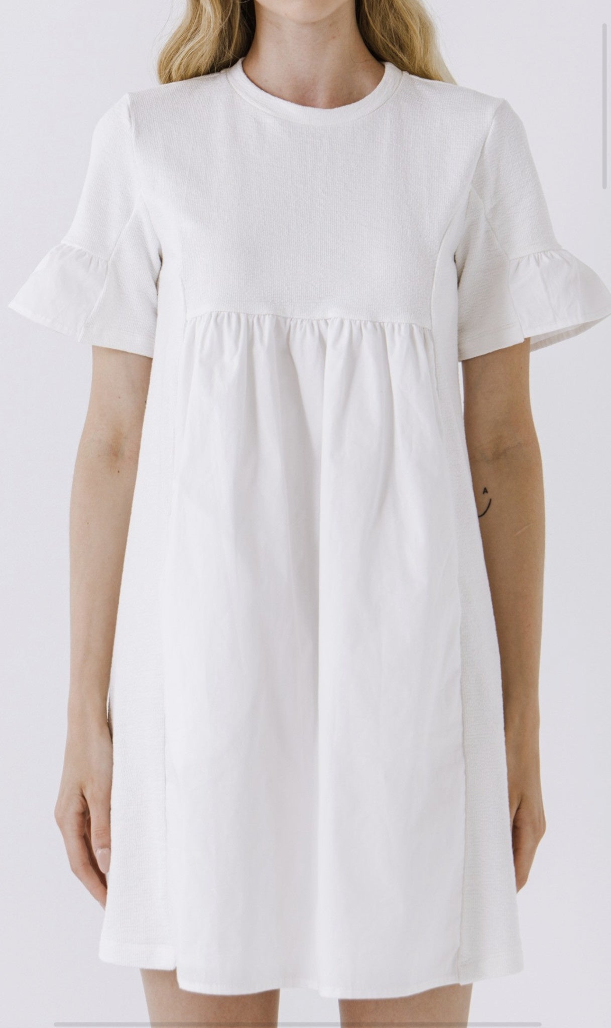 KNIT MIX MINI DRESS WITH POCKETS