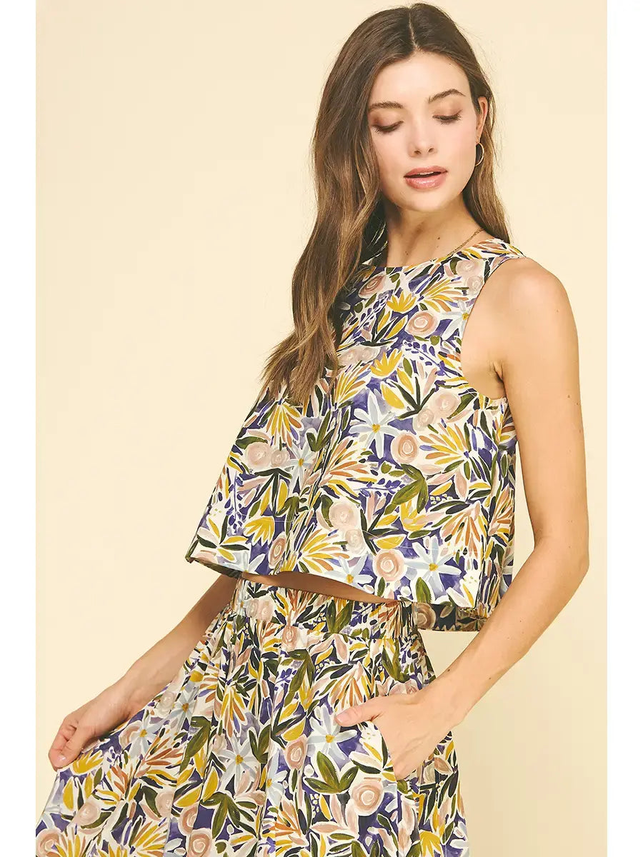 FLORAL PRINT SLEEVELESS TOP