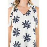 TIE STRAP VNECK PRINT DRESS