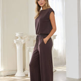 Brushed Modal Wide Leg Drawstring Pants