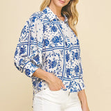 FLORAL BUTTON DOWN TOP