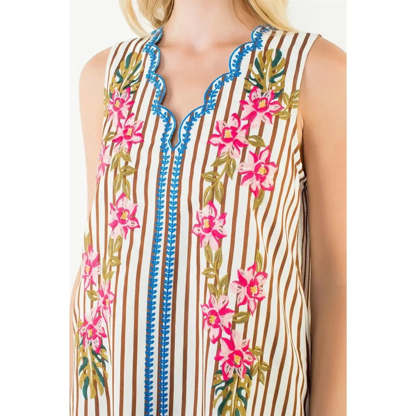 ANYA STRIPE & SCALLOP MINI DRESS