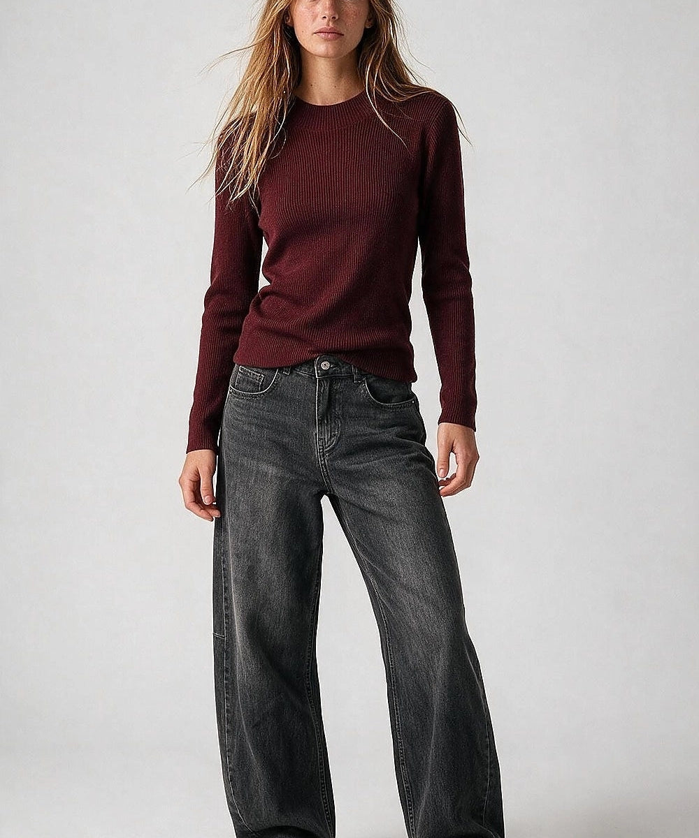 Fine Ribbed Mock Sweater
