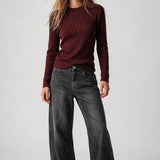 Fine Ribbed Mock Sweater