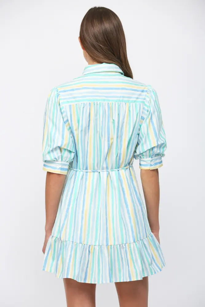 WATERCOLOR STRIPE PRINT MINI DRESS