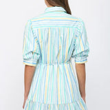 WATERCOLOR STRIPE PRINT MINI DRESS