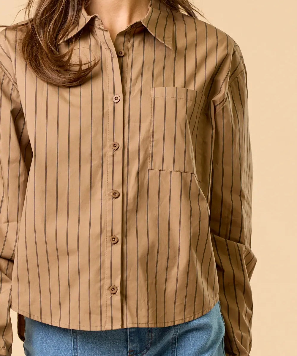 STRIPED BUTTON DOWN BLOUSE