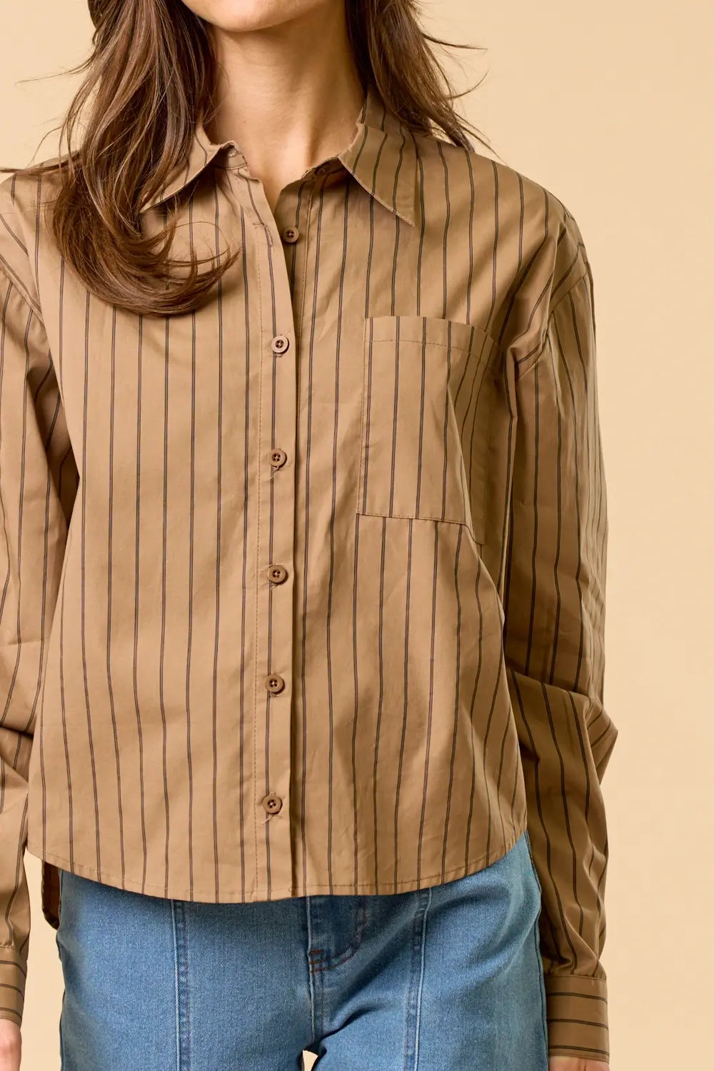 STRIPED BUTTON DOWN BLOUSE