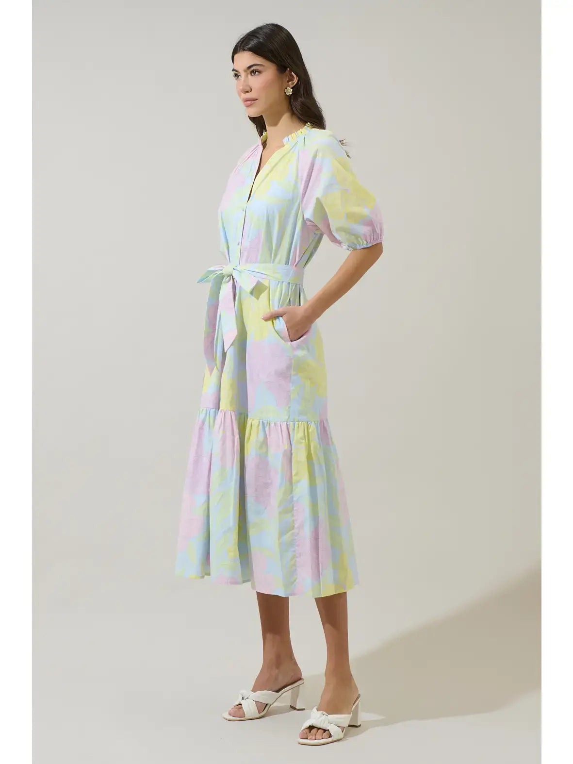 ALEXIA FLORAL TIERED MIDI DRESS