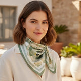 VINTAGE POPPY FLOWER OLIVE PRINT SILKY BANDANA
