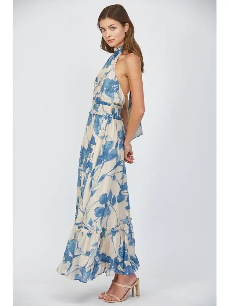 TIE BACK HALTER MAXI