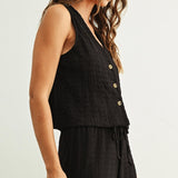 CRINKLED SLVLESS TOP