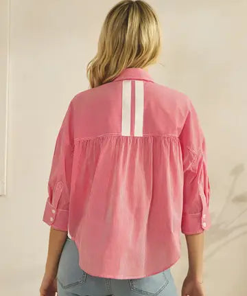 PINSTRIPE SHIRT W/CONTRAST STRIPE