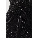 SEQUIN SURPLICE MIDI DRESS
