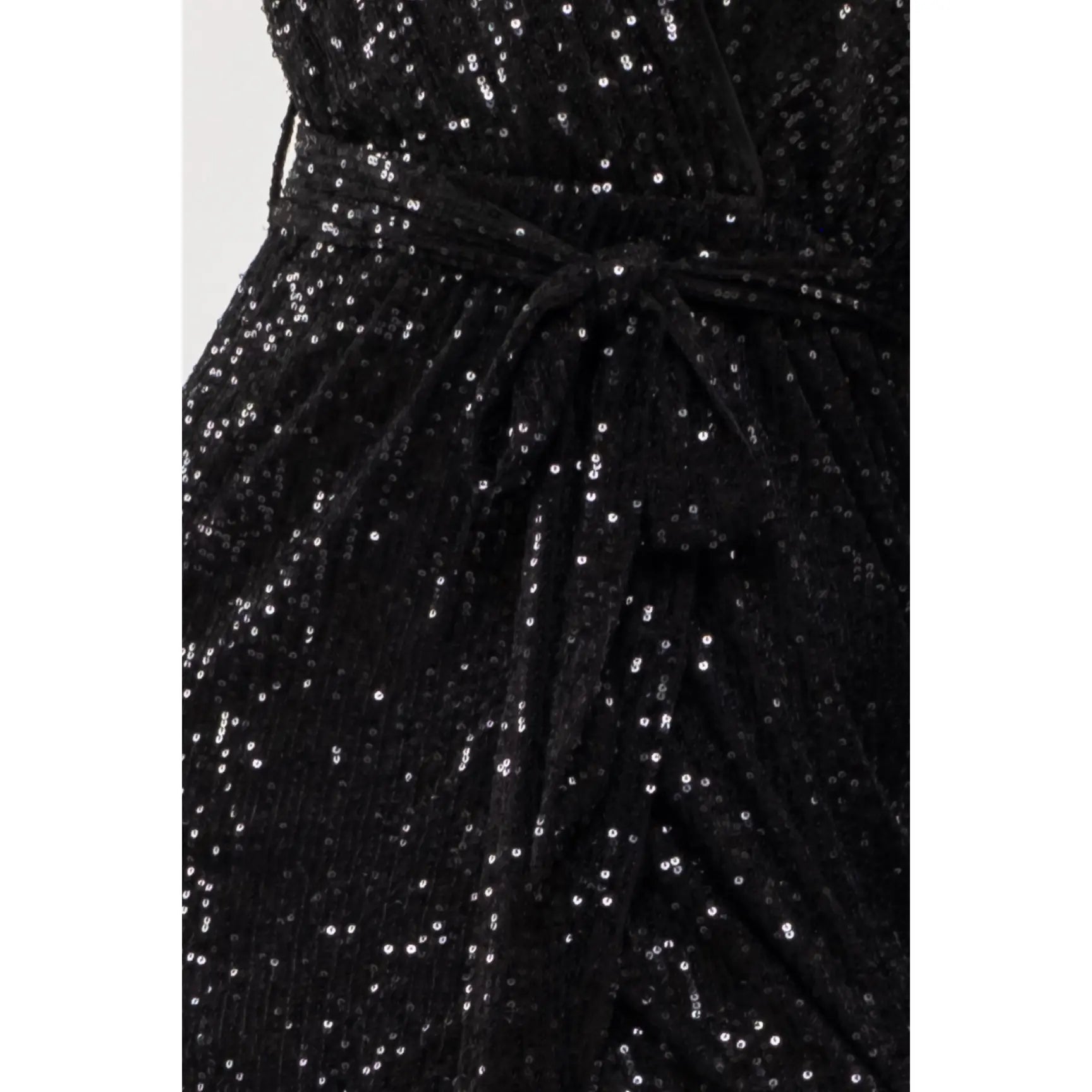 SEQUIN SURPLICE MIDI DRESS