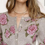 JACQUARD ROSE CARDIGAN
