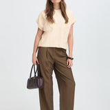 Raised Floral Knit Top Cream