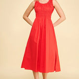 POPLIN  A LINE MIDI DRESS