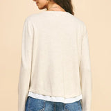 VNECK BUTTON DOWN COMBO TOP