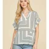 GEOMETRIC VNECK BLOUSE
