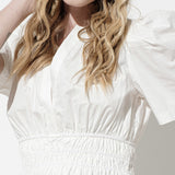 POUF SSLV TIERED MIDI DRESS