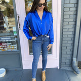 GLORIA TIE FRONT SILKY TOP