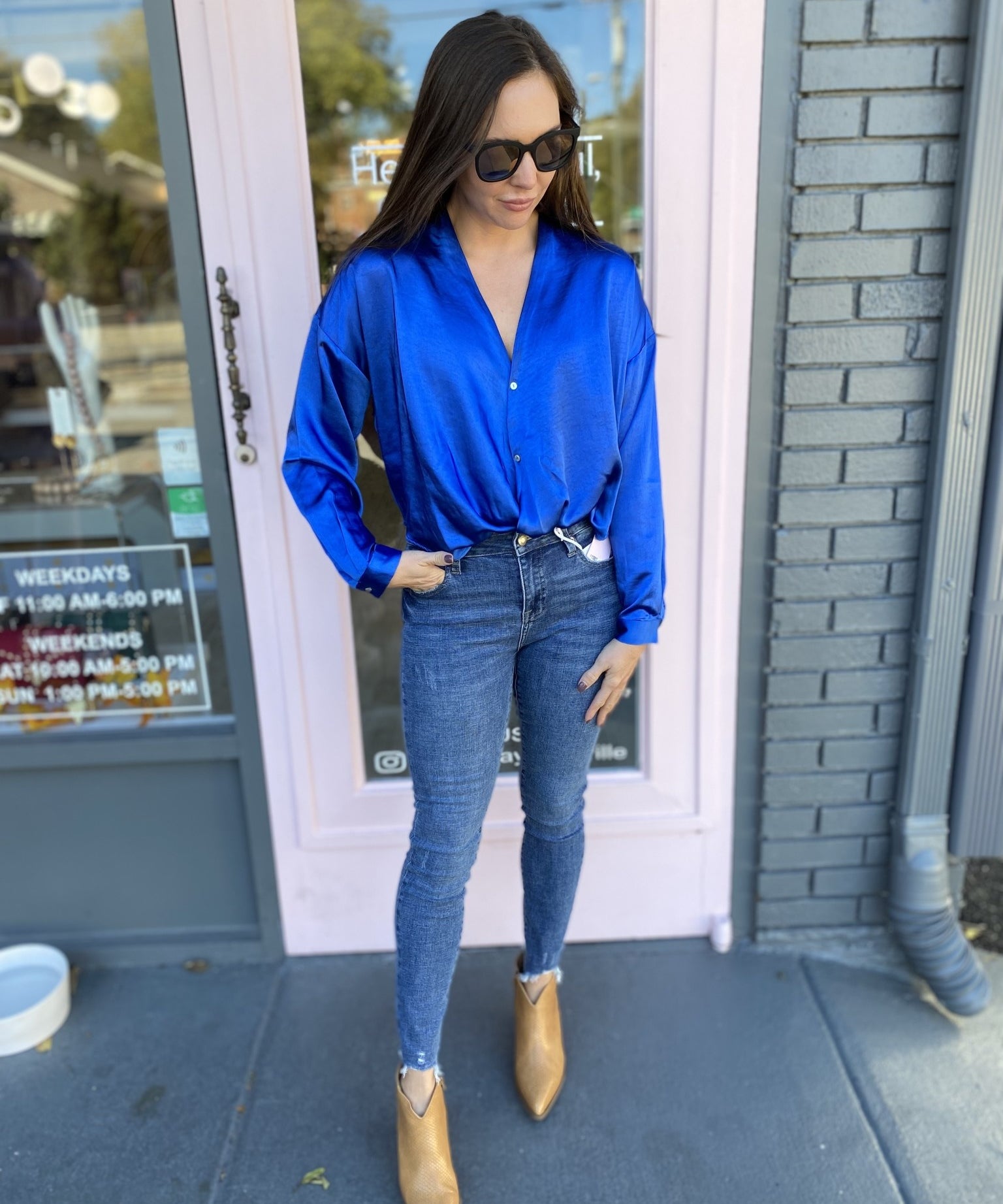 GLORIA TIE FRONT SILKY TOP