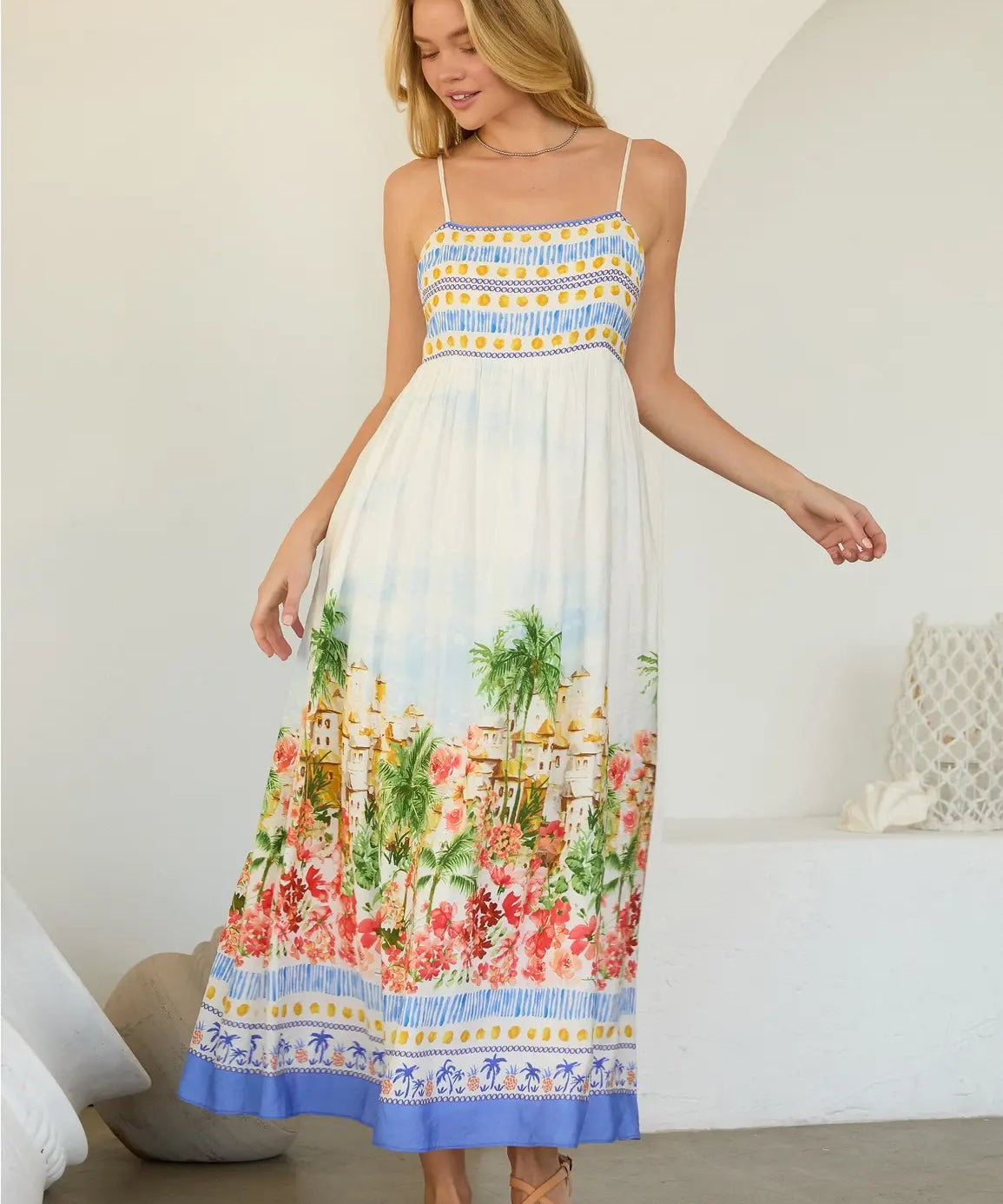 COASTAL TOWN PRINT SUNDRESS