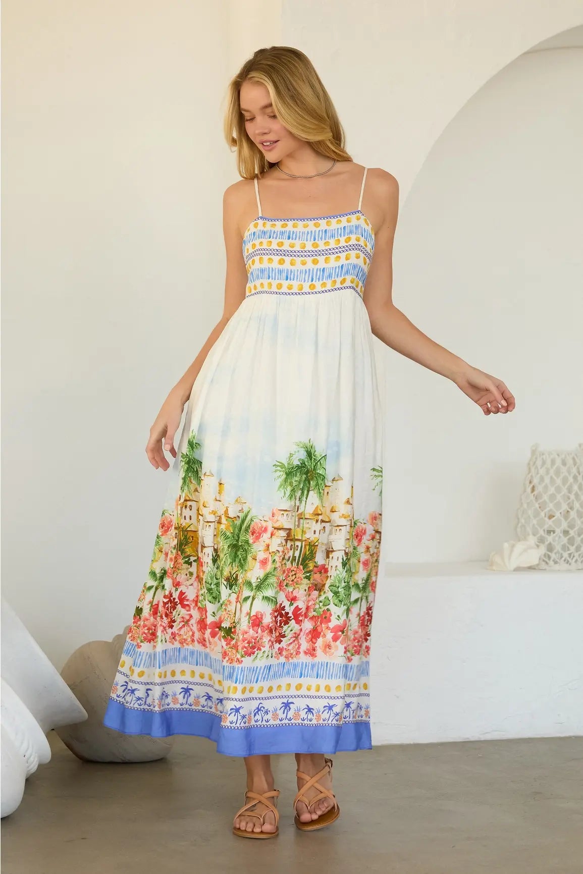COASTAL TOWN PRINT SUNDRESS