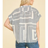 GEOMETRIC VNECK BLOUSE