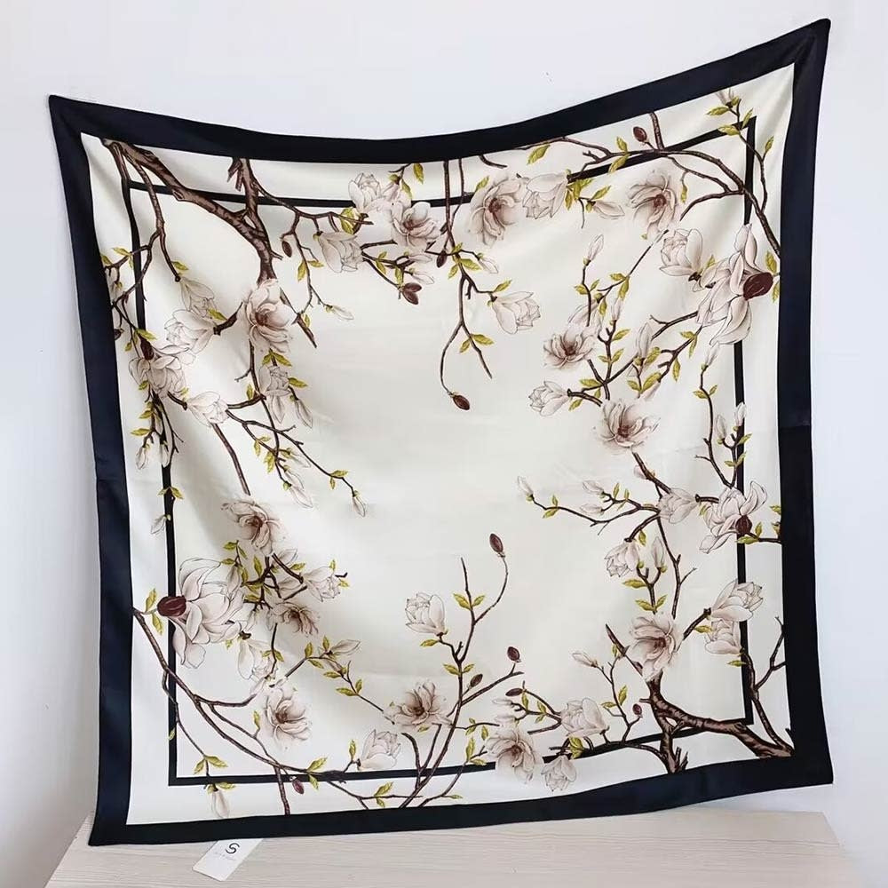 SILKY MAGNOLIA PRINT SCARF