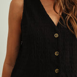 CRINKLED SLVLESS TOP