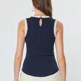CROCHET NECK KNIT TANK